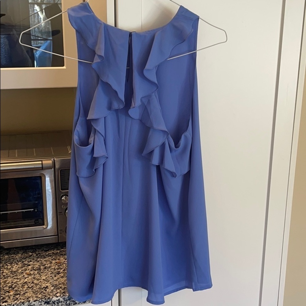 Loft Ballard Blue Ruffle Back Shell Size S - Picture 3 of 3